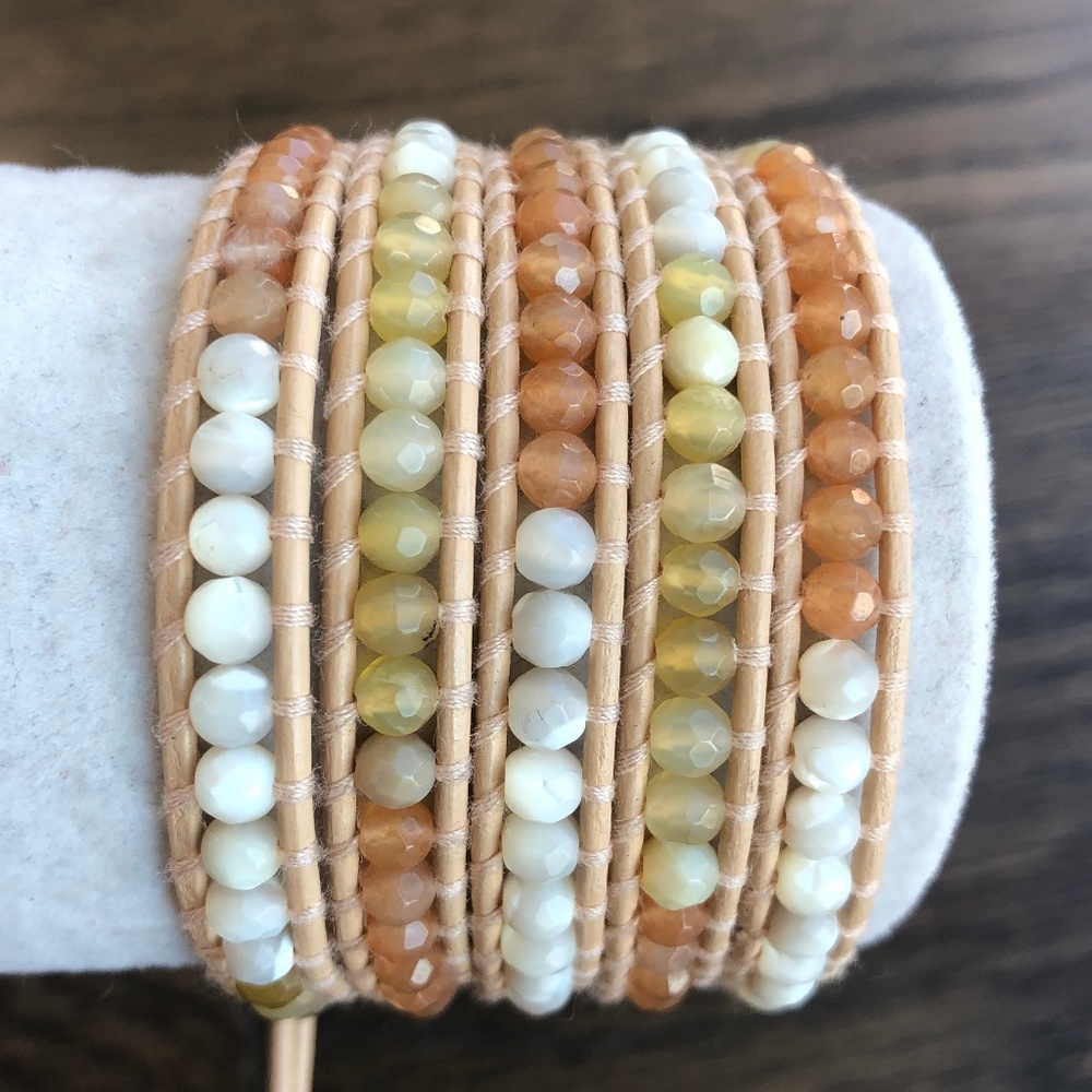 New Auth Chan Luu Peach Quartz Mix Five Wrap Brace